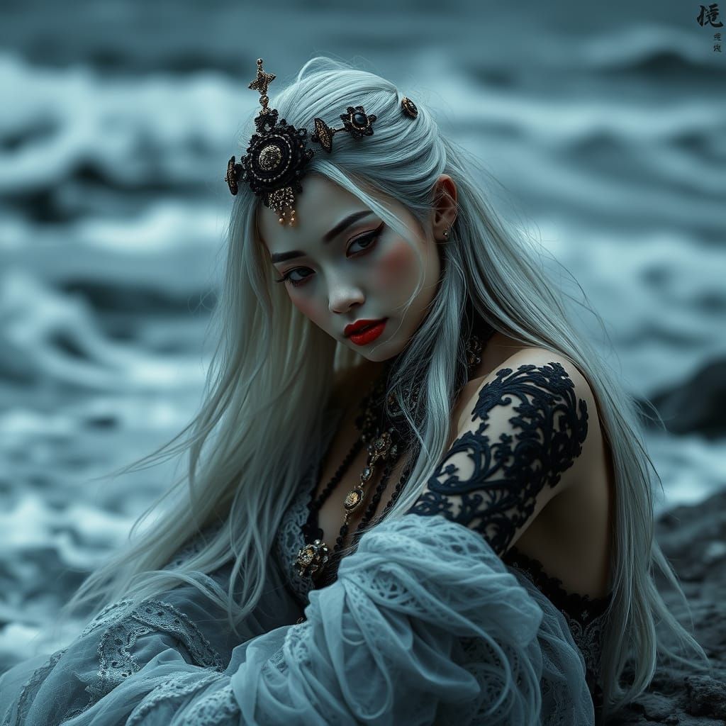 Mysterious Chinese Witch in Stormy Seas