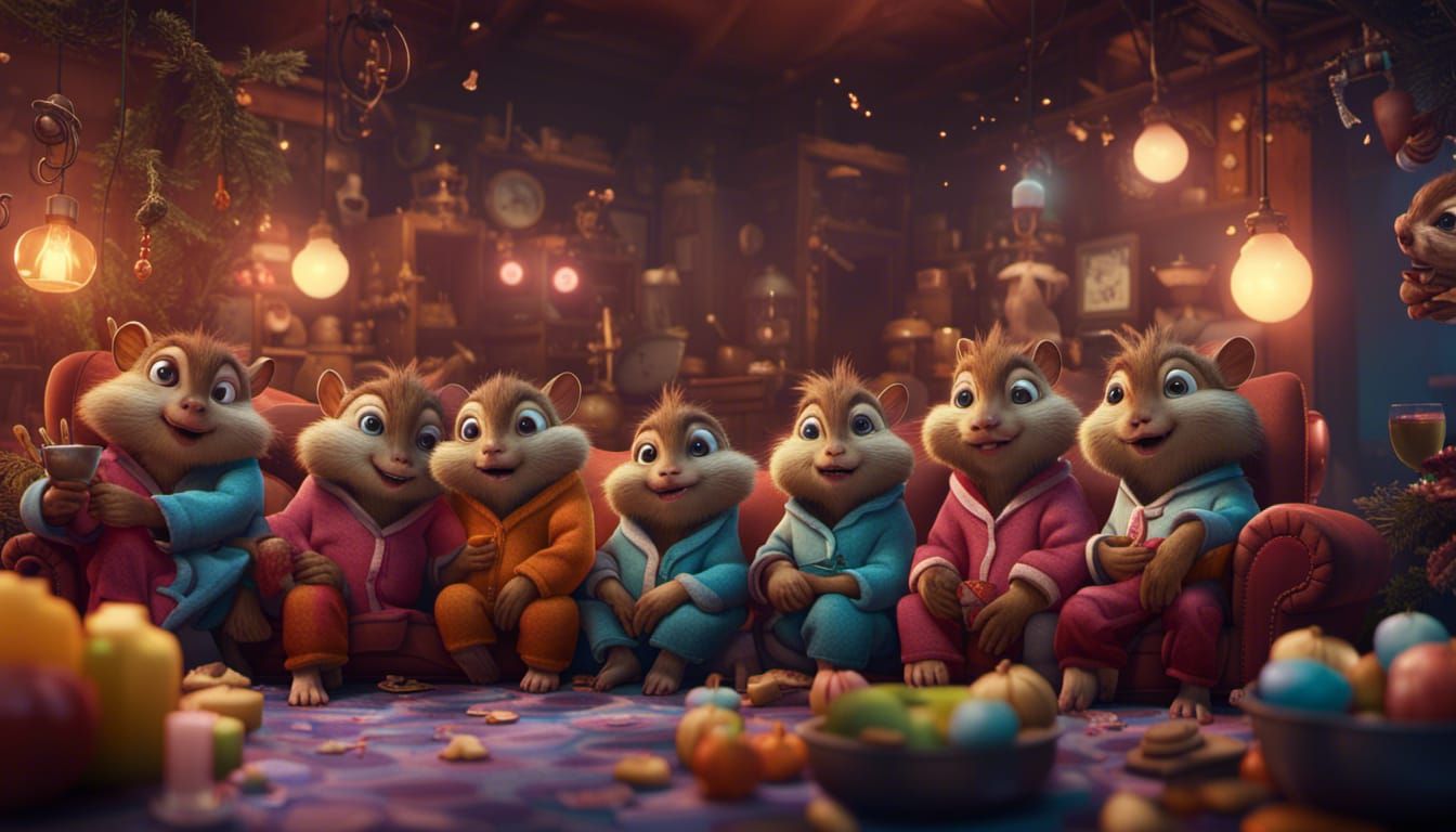 Chipmunk Pajama Party: Detailed Matte Painting