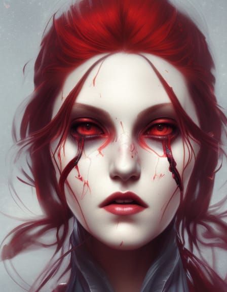 Detailed Portrait of a Red-Haired Vampire