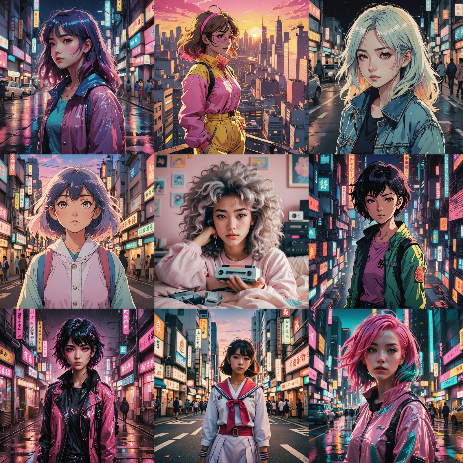 Retro Anime Woman Portrait