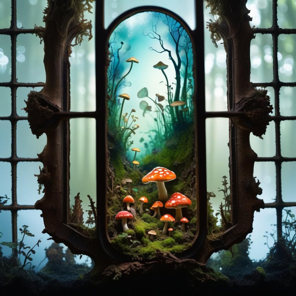 Luminous Mushroom World with Wood Nymphs