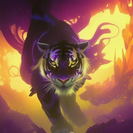Giant Glowing Purple Tiger Concept Art