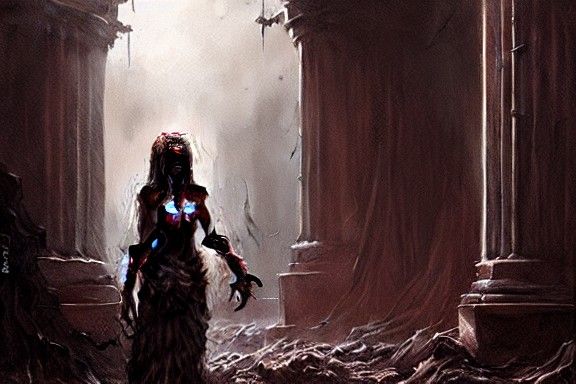 Zombie Girl in Horror Style Painting