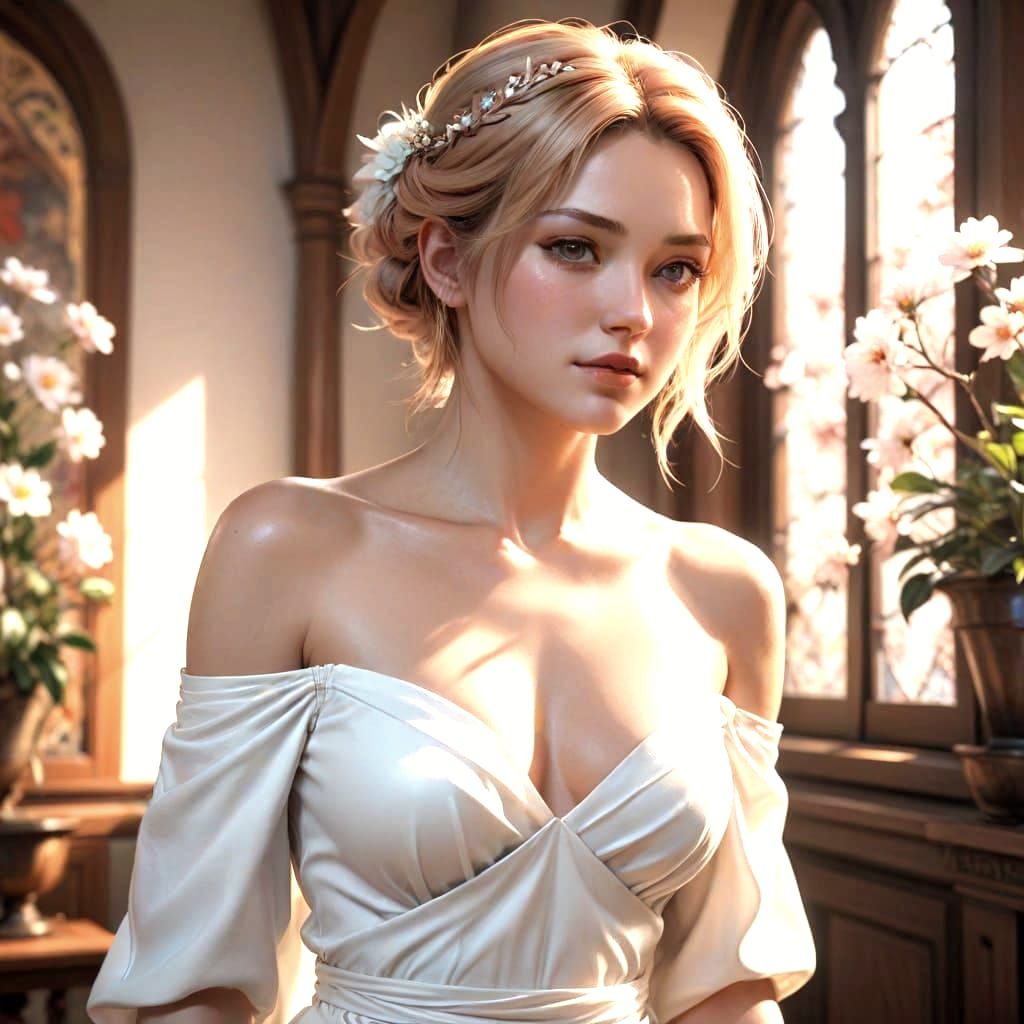 Sakura Haruno in Elegant White Outfit: Photorealistic Illust...