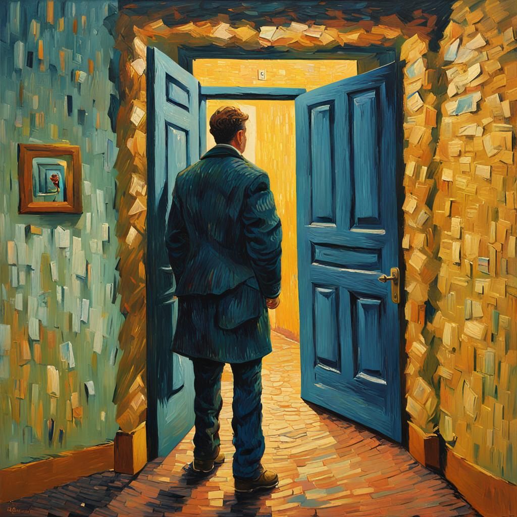 Neo-Impressionist Person Hesitates at Door