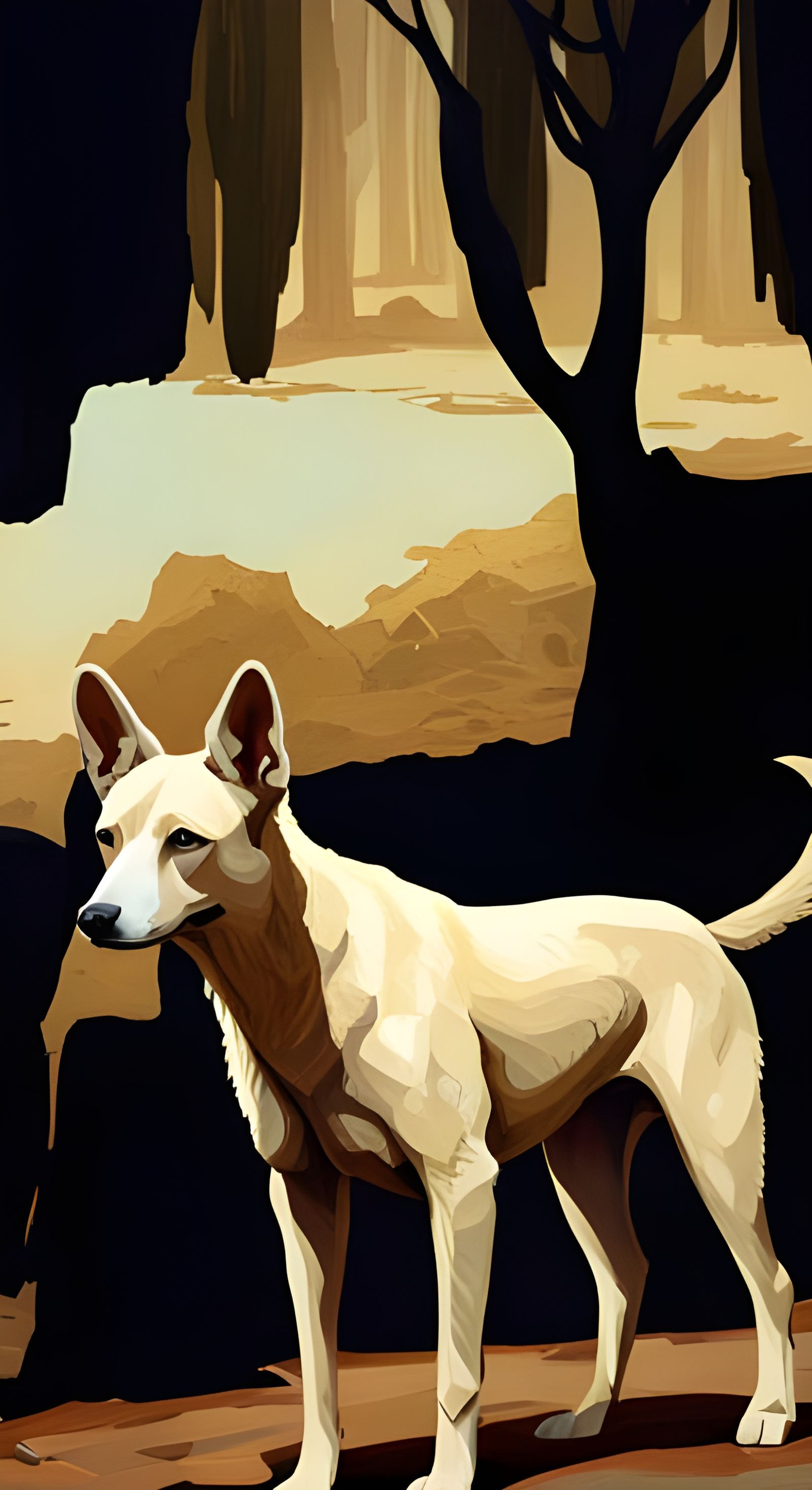 Africanis Dog on Savannah: Hyperrealistic Detailed Painting