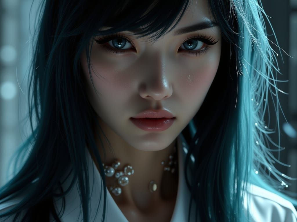 Pleasant Mad Scientist Woman in Dramatic Light