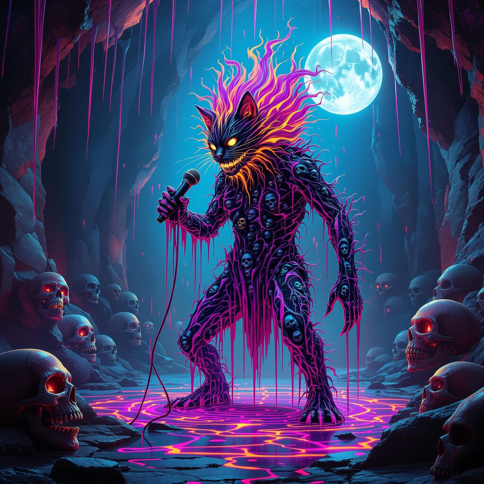 Psychedelic Porcupine Cat Sings to Sphinx Hippies