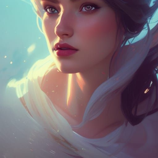 Elsa Portrait in Hyperdetailed Art Nouveau Style