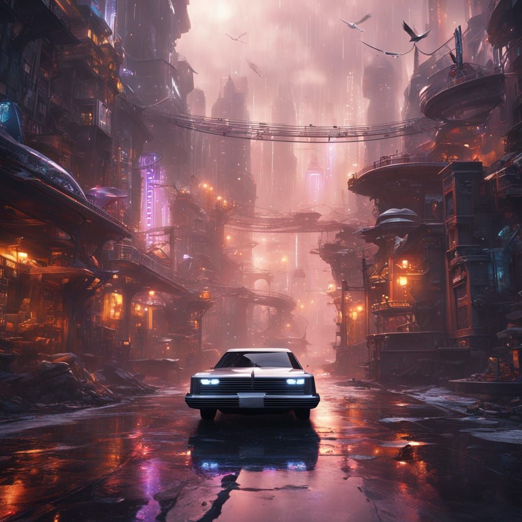 Aerodynamic 6246 Limousine Defies Gravity in Neon Cityscape