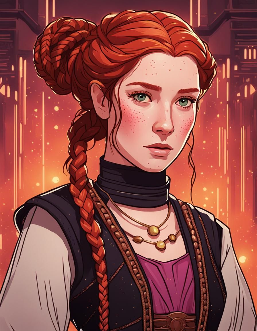 Viking Woman with Leia Braids in 2D Animation