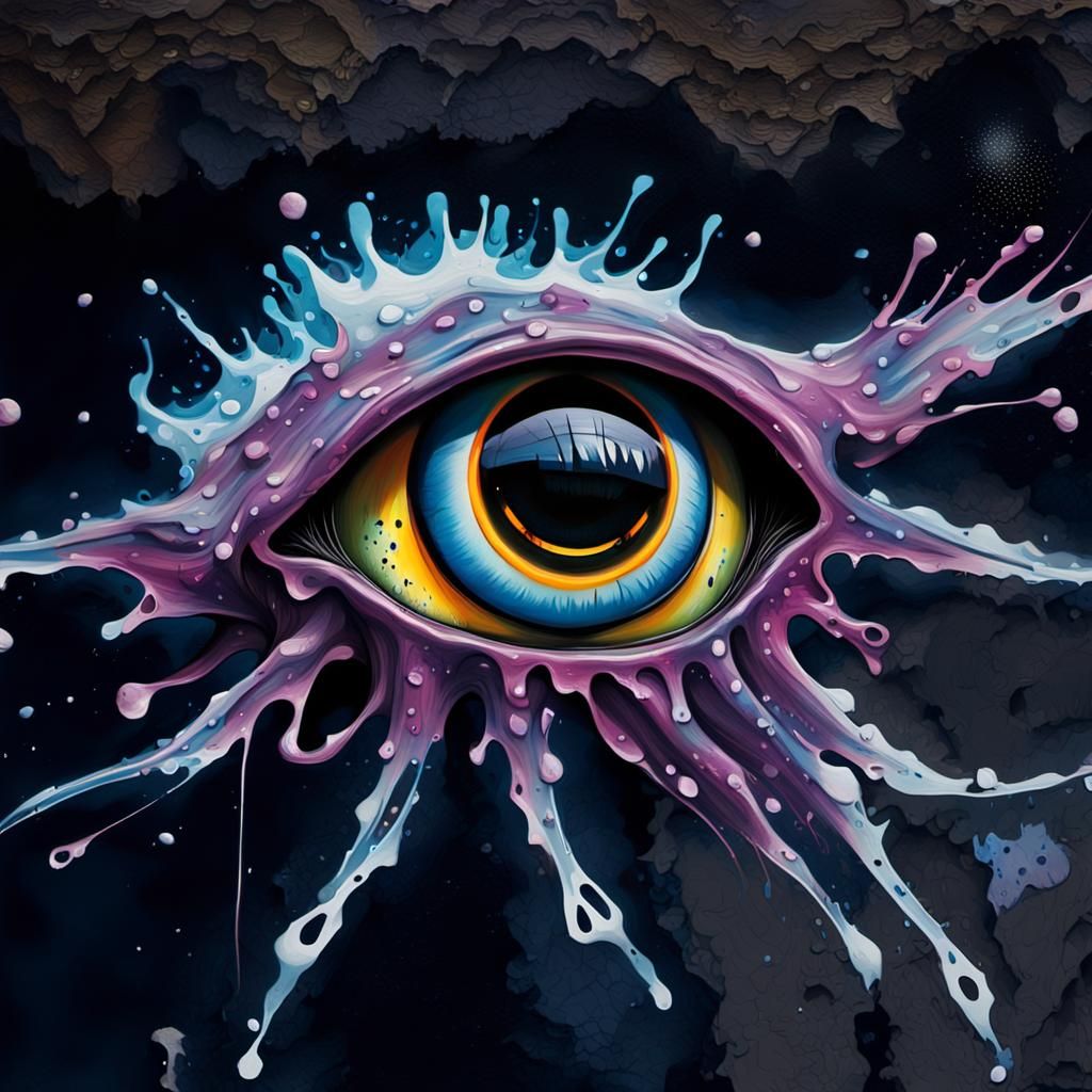 Cryptid Eye Graffiti Art in Polychromatic Colors