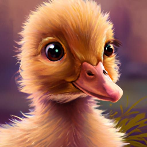 Fluffy Duckling Portrait in Hyperdetailed Splash Art