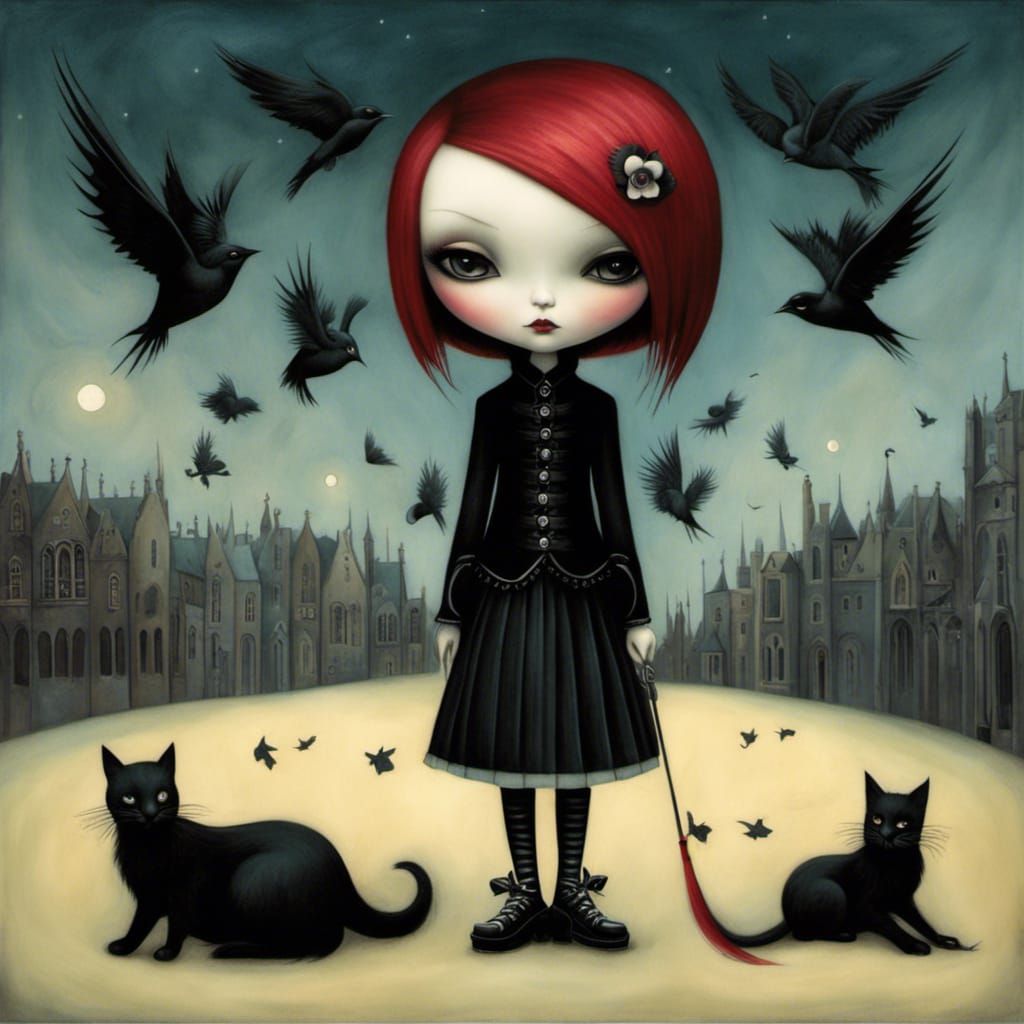 Gothic Punk Girl Portrait in Dark Fantasy Style