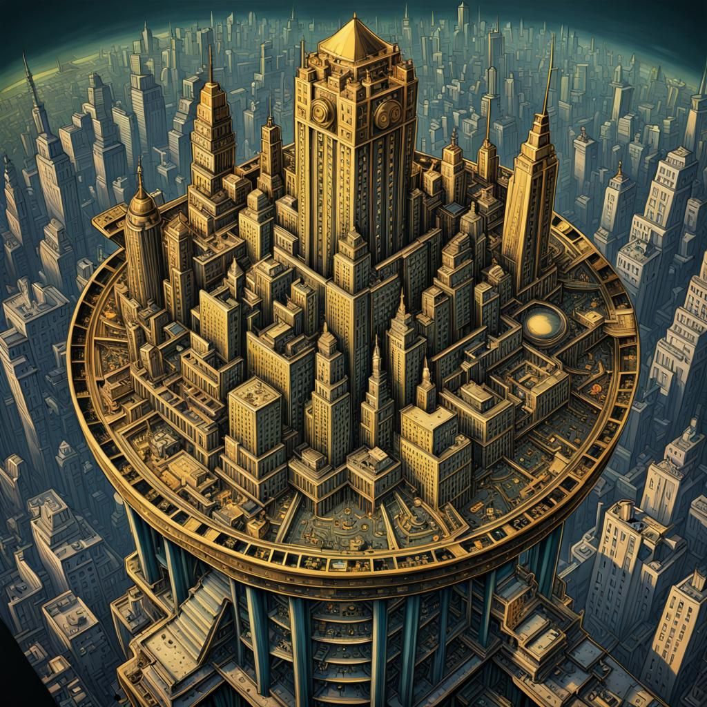 Art Deco Metropolis with Impossible Architecture
