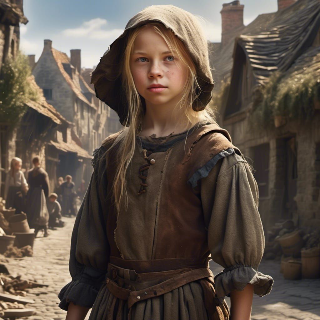Hyperrealistic Photo of a Scruffy Medieval Street Urchin