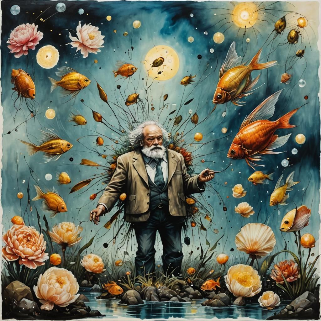 Surreal Metatron Cubes with Fireflies and Peonies