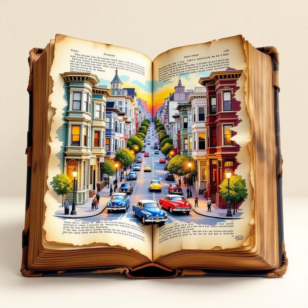San Francisco Avenue Emerges From Vintage Book in Impasto St...