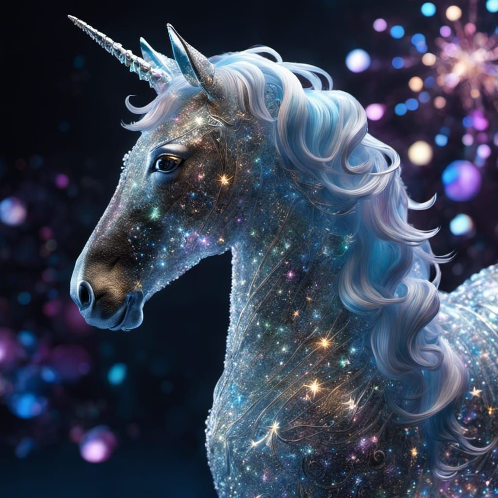 Cosmic Unicorn in Crystal Lace Filigree