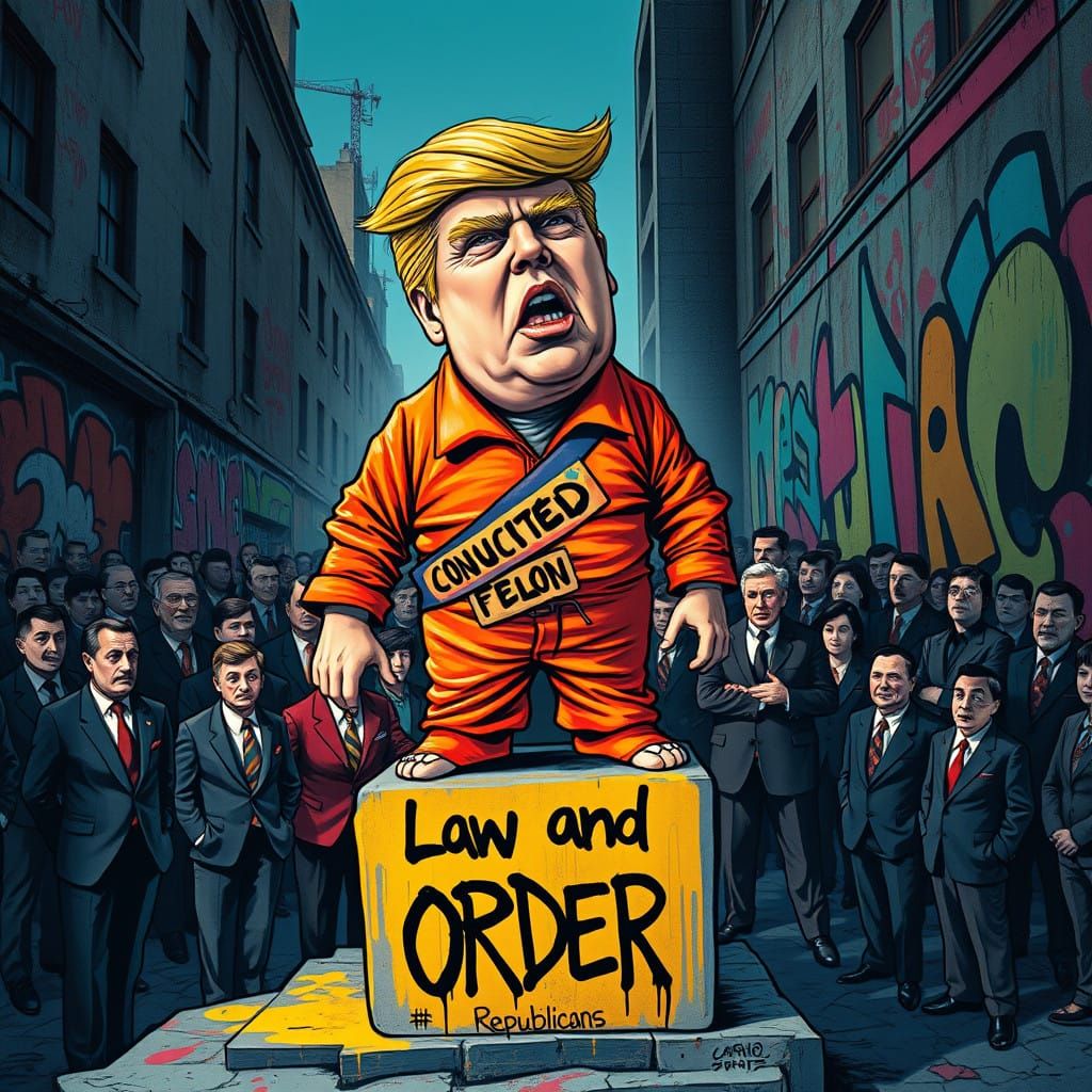 Satirical Ode to Hypocrisy: A Trump Figure Embodies the Dark...