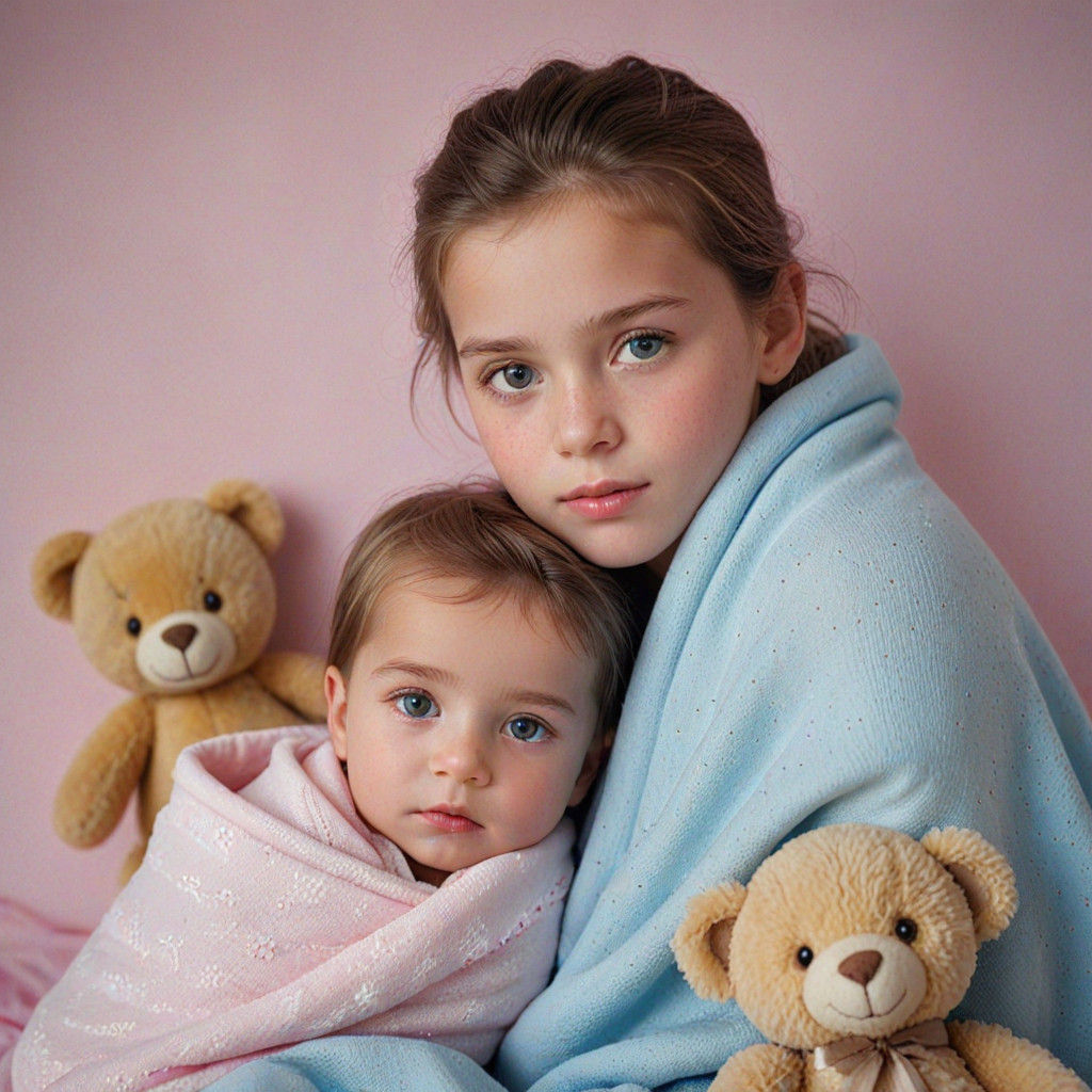 Newly Born Twins in Pastel Hues, Softbox Lighting.