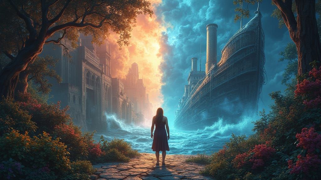 Elegant Genesis 5 Genealogy in Art Nouveau Cyberpunk Style