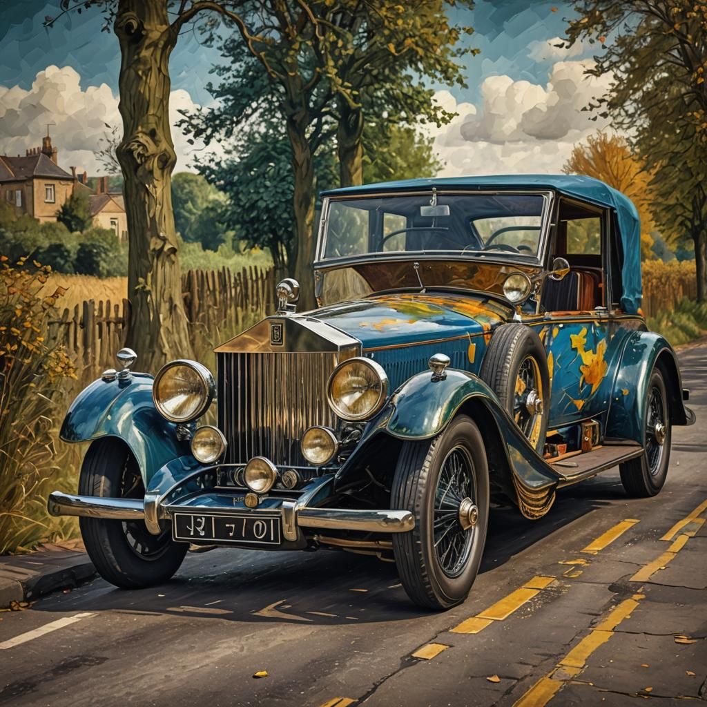 Vintage Rolls Royce in Van Gogh Style