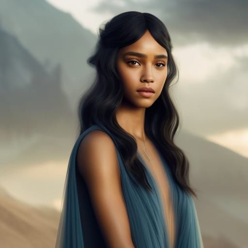 A mix of Jenna Ortega and Zoe Kravitz and Laura Harrier...