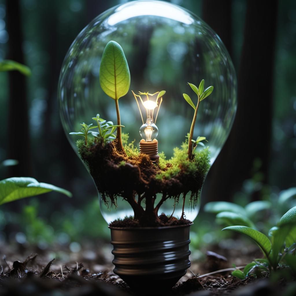 Photorealistic Forest Thrives Inside a Lightbulb