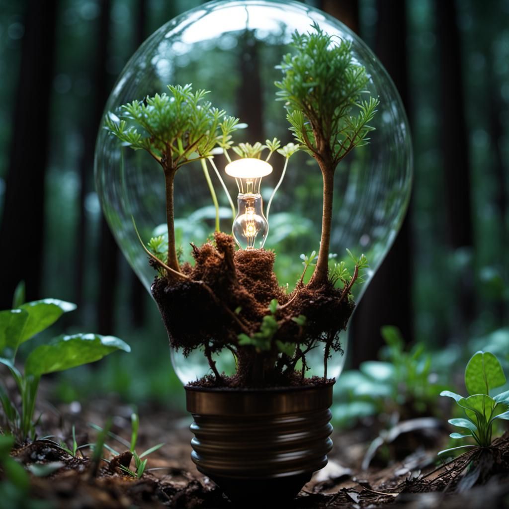 Photorealistic Forest Inside a Lightbulb
