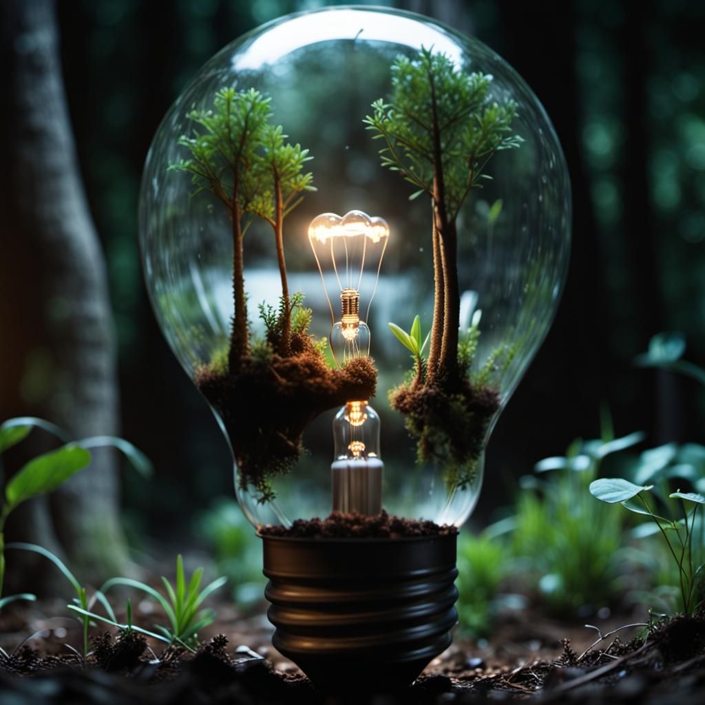Photorealistic Forest Inside a Lightbulb