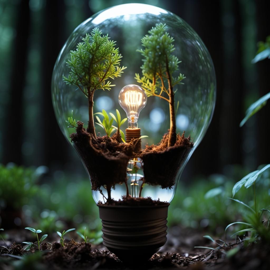 Photorealistic Forest Inside a Lightbulb