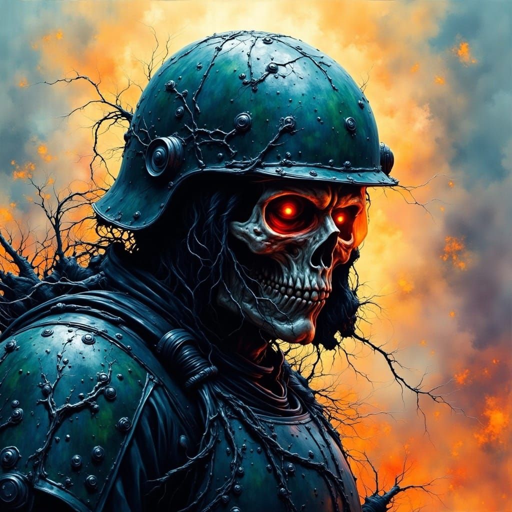 Cyberpunk Soldier in Turmoil