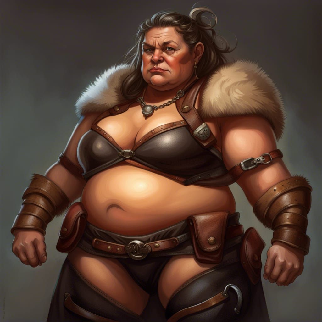 Muscular Female Dwarf Warrior in Leather