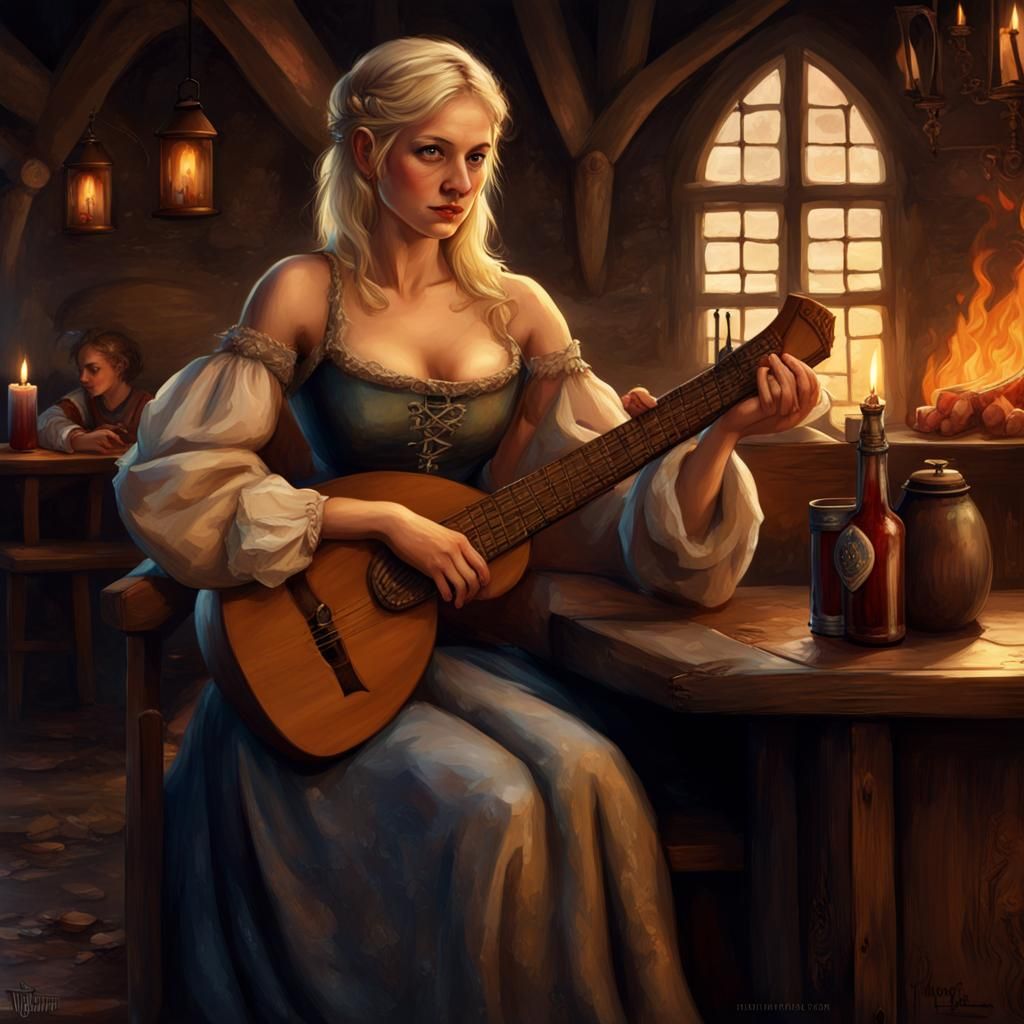 A blonde tavern girl.