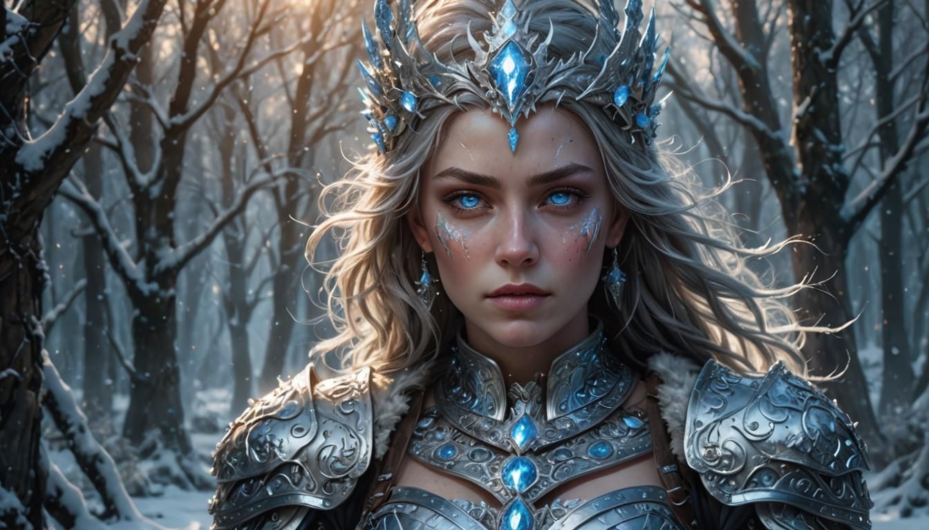Icy Warrior Queen in Silver Armor