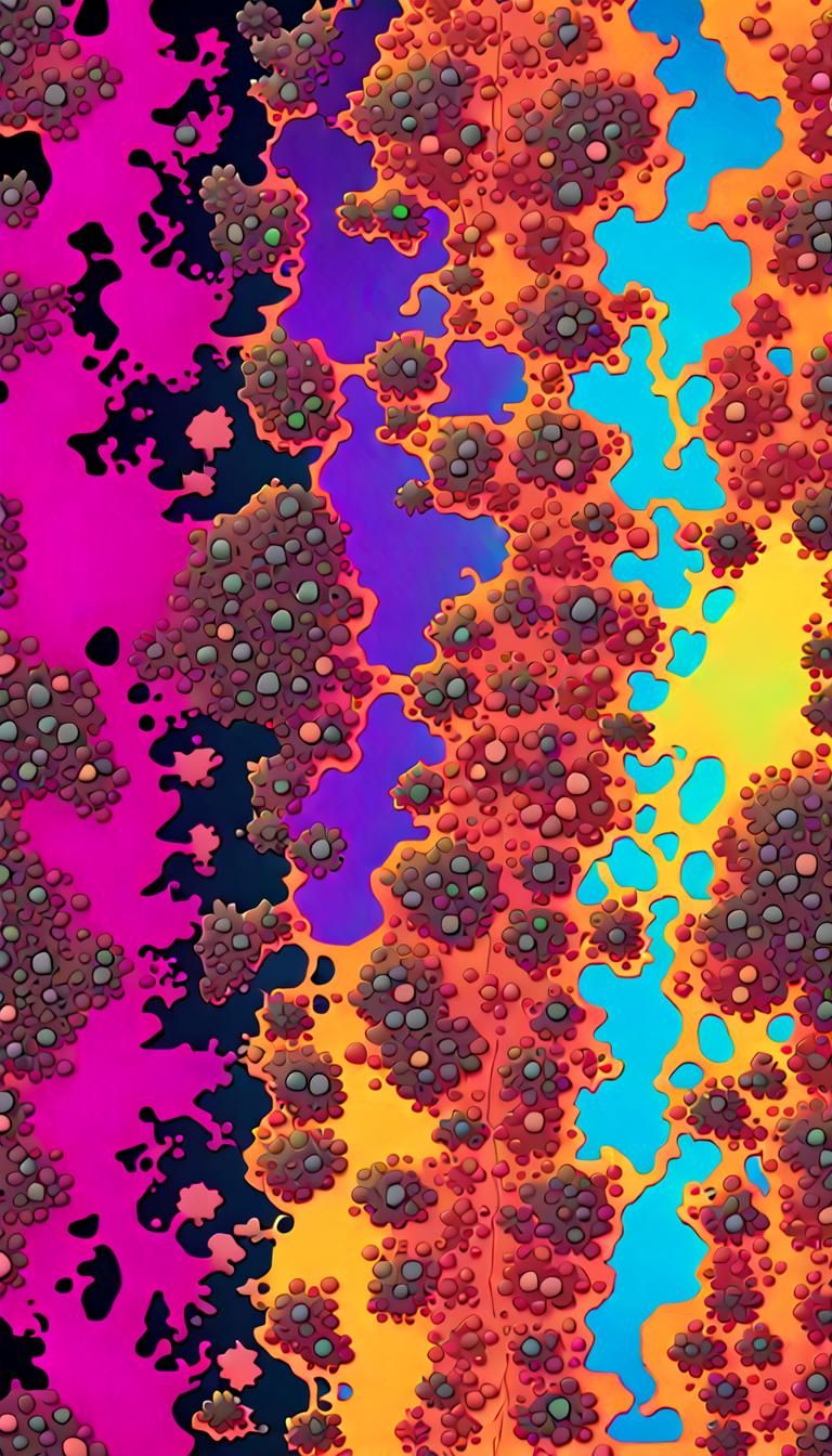 Dayglow Neon Rorschach Blots in Psychedelic Fractal Art