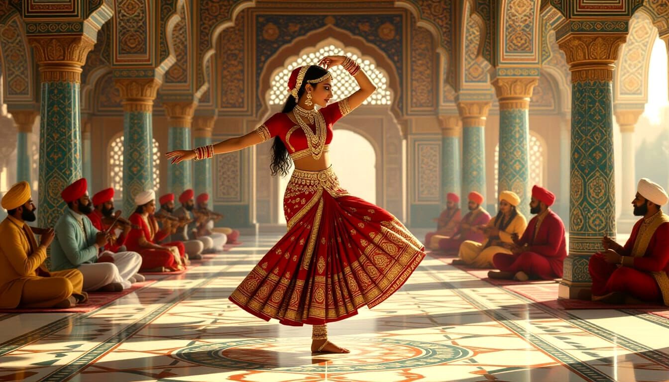 Mughal-Era Mujra Dance in Ornate Indian Palace