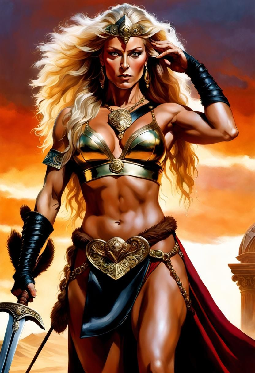 Visigoth Queen Huntress in a Lightning Storm