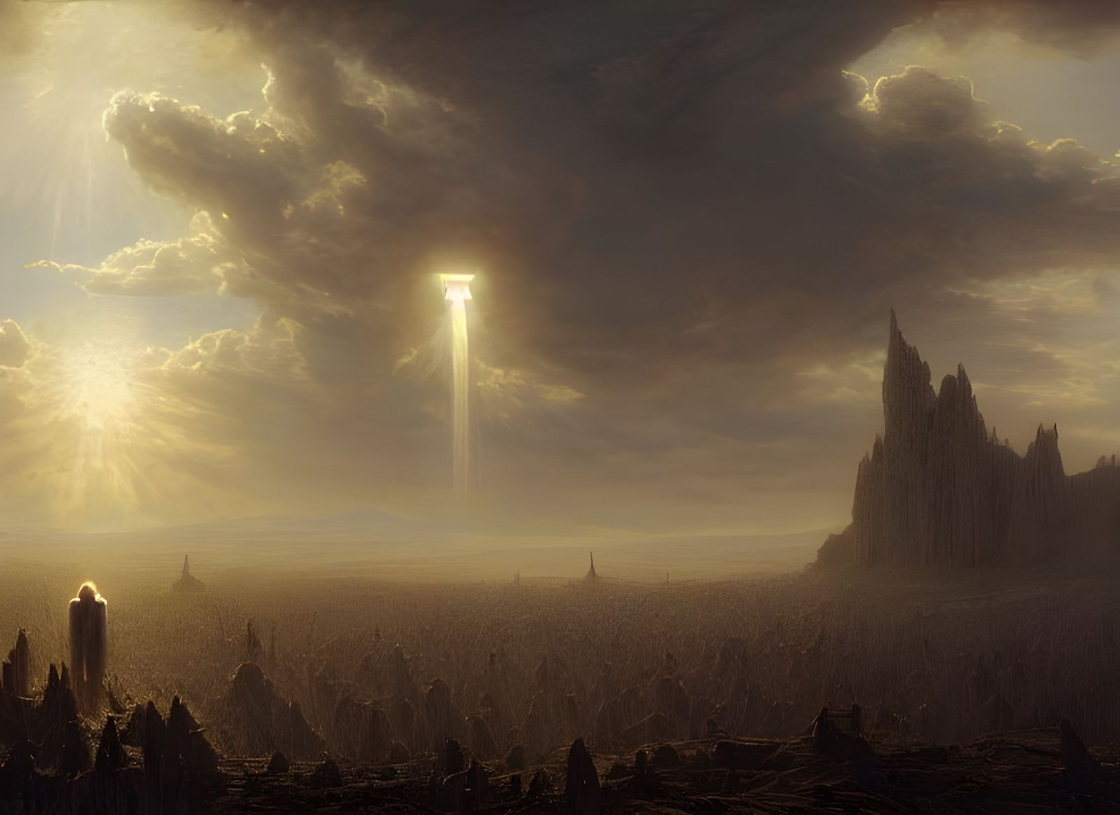 God Over Cornfields With Stargate, Detailed Concept Art