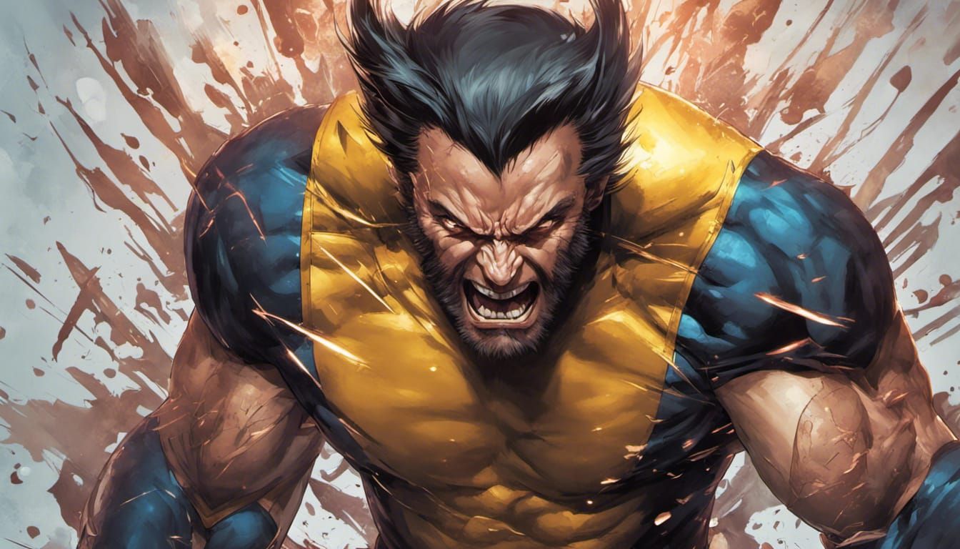 Wolverine Snarling Portrait with Adamantium Claws