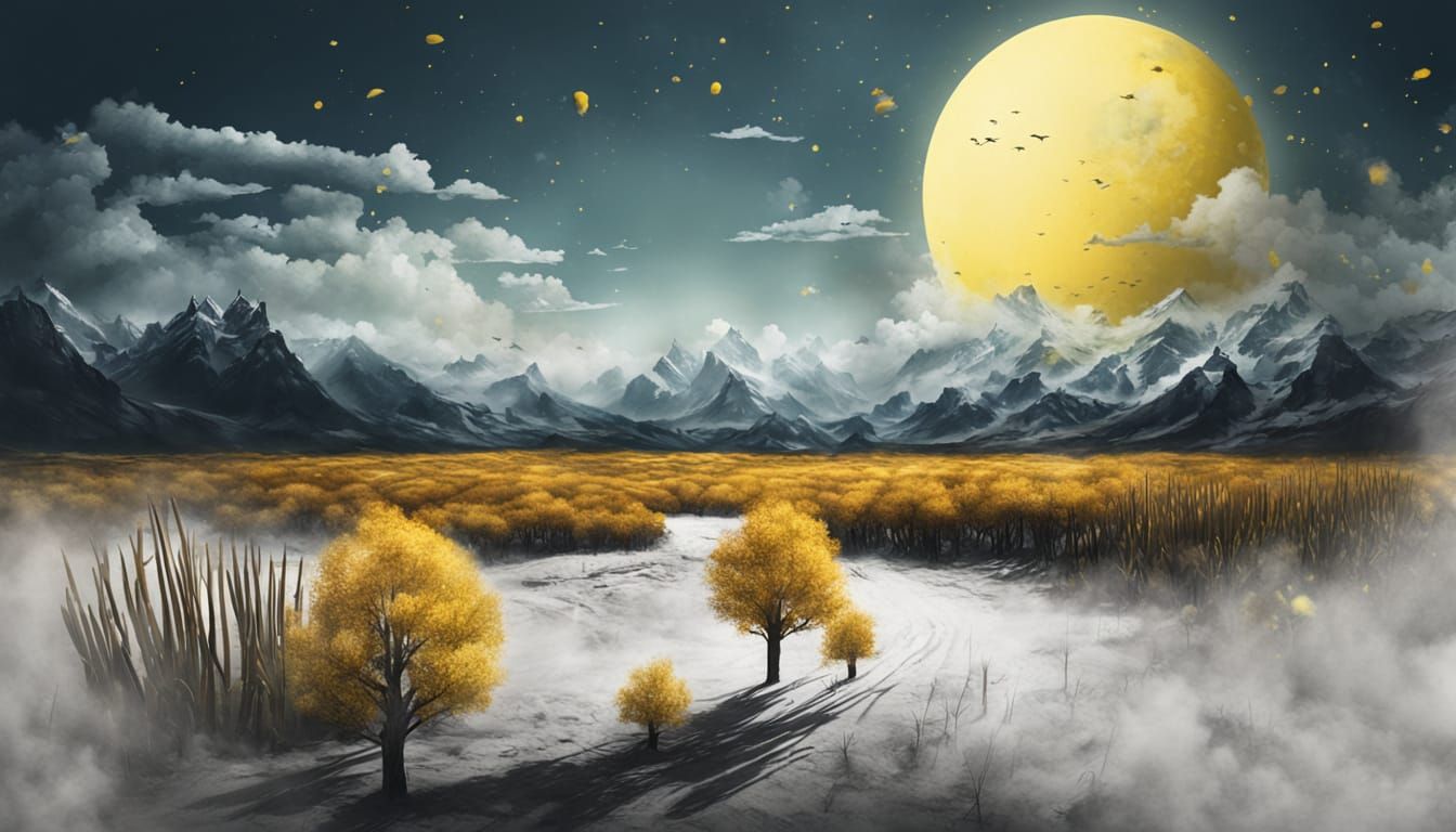 Yellow Grain Stalks Bordering a Field