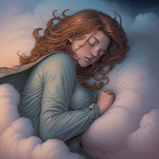 Sleeping in Clouds: Comic Book Style Illustration