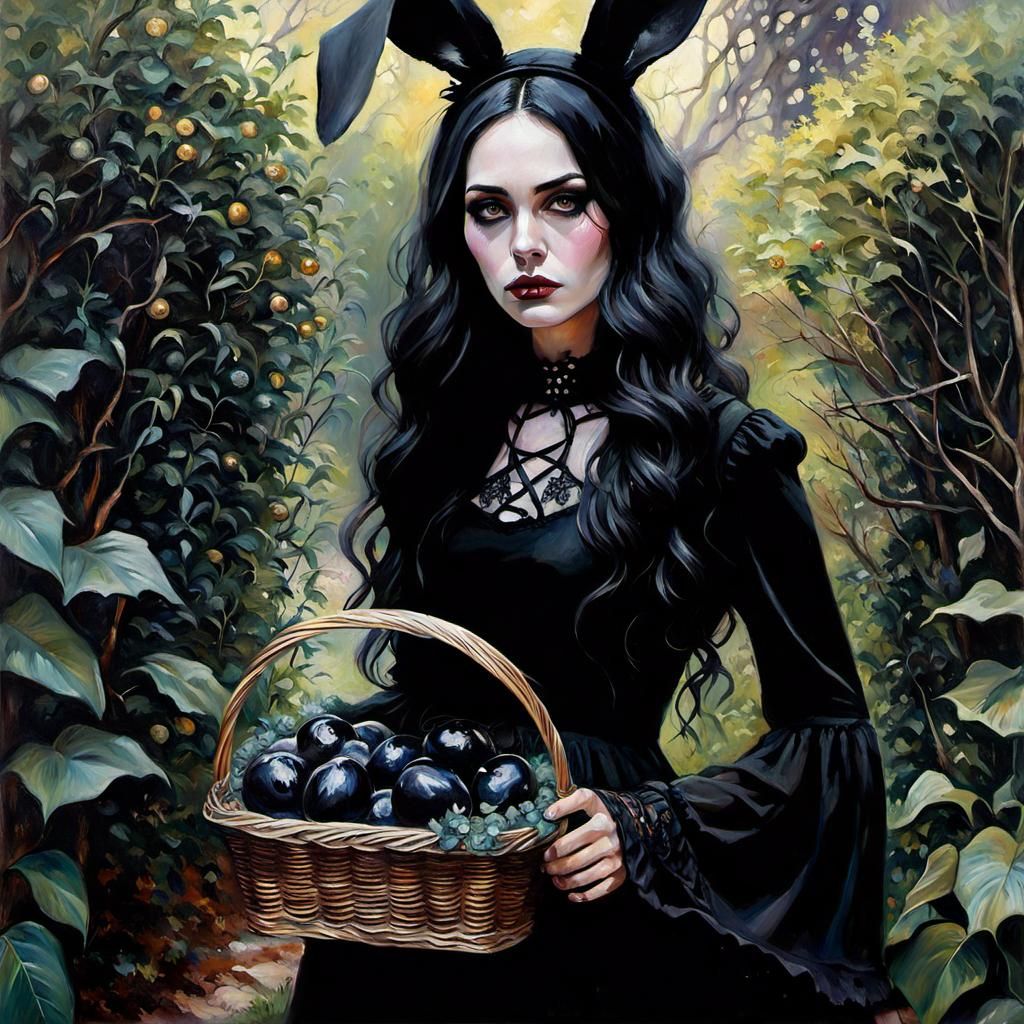 Gothic Girl's Easter Egg Hunt: Acrylic Painting