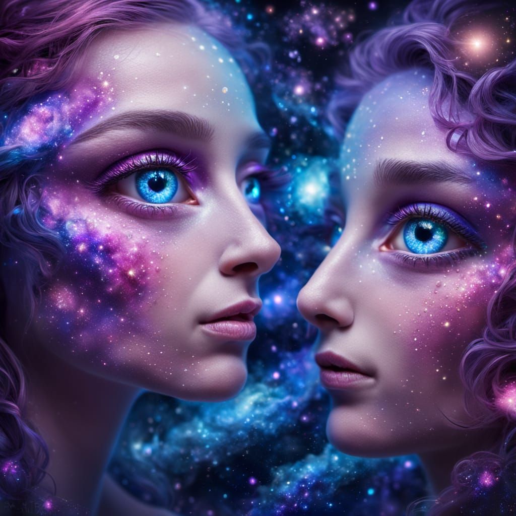 Galactic Eyes: A Surreal Macro Portrait of Cosmic Beauty