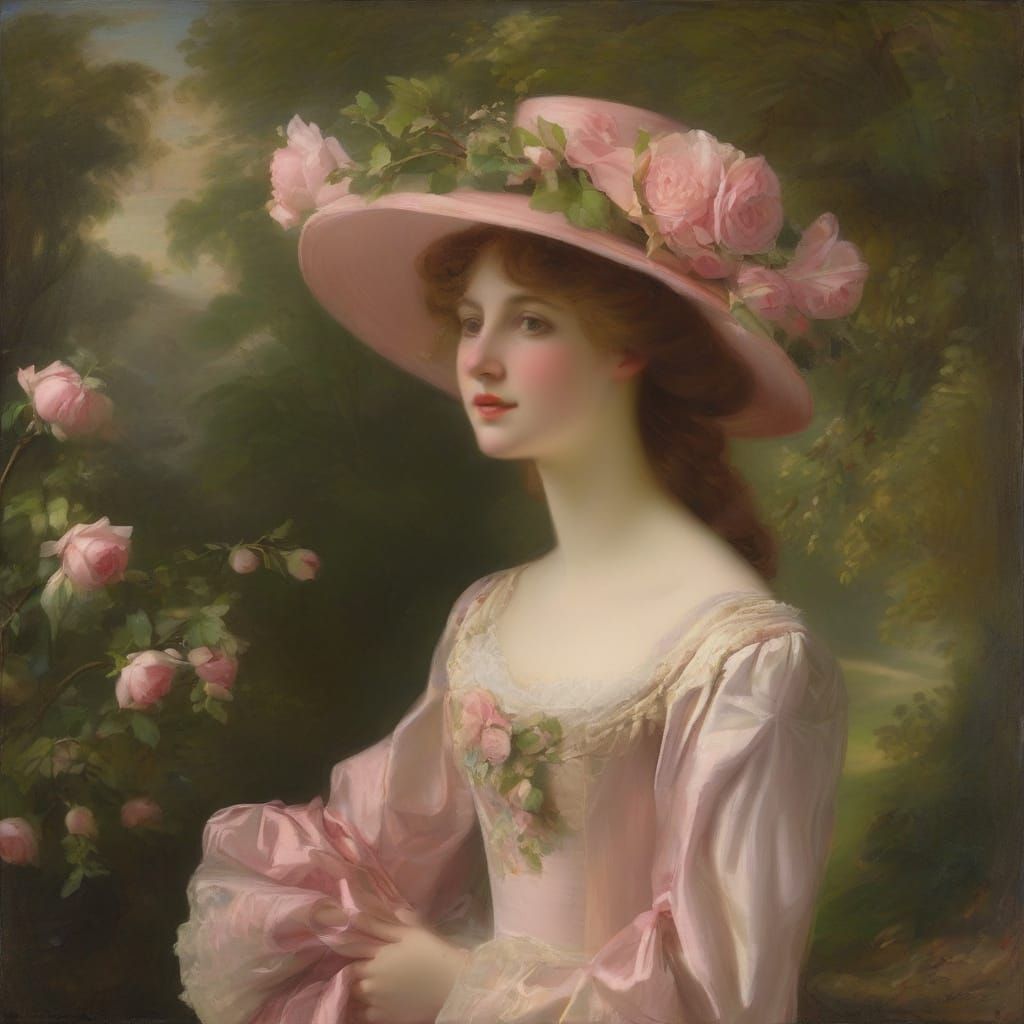 Regency Couple's Romantic Stroll in Golden Light