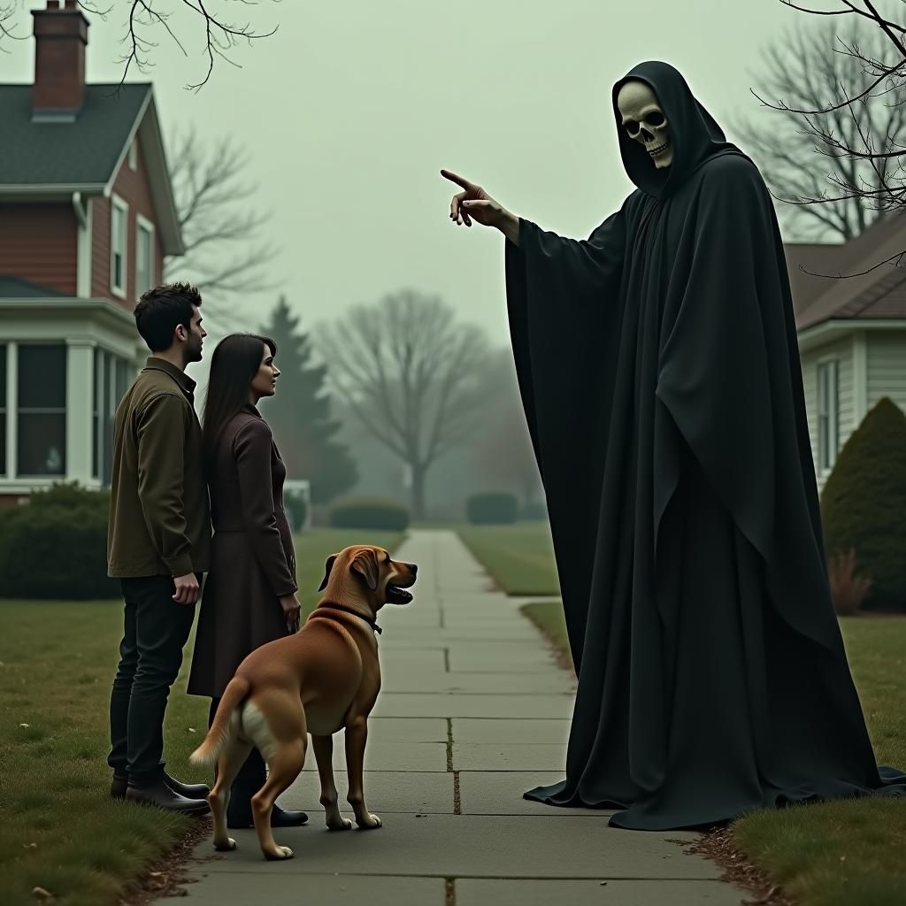 Sinister Witch Points Finger in Photo-Realistic Style