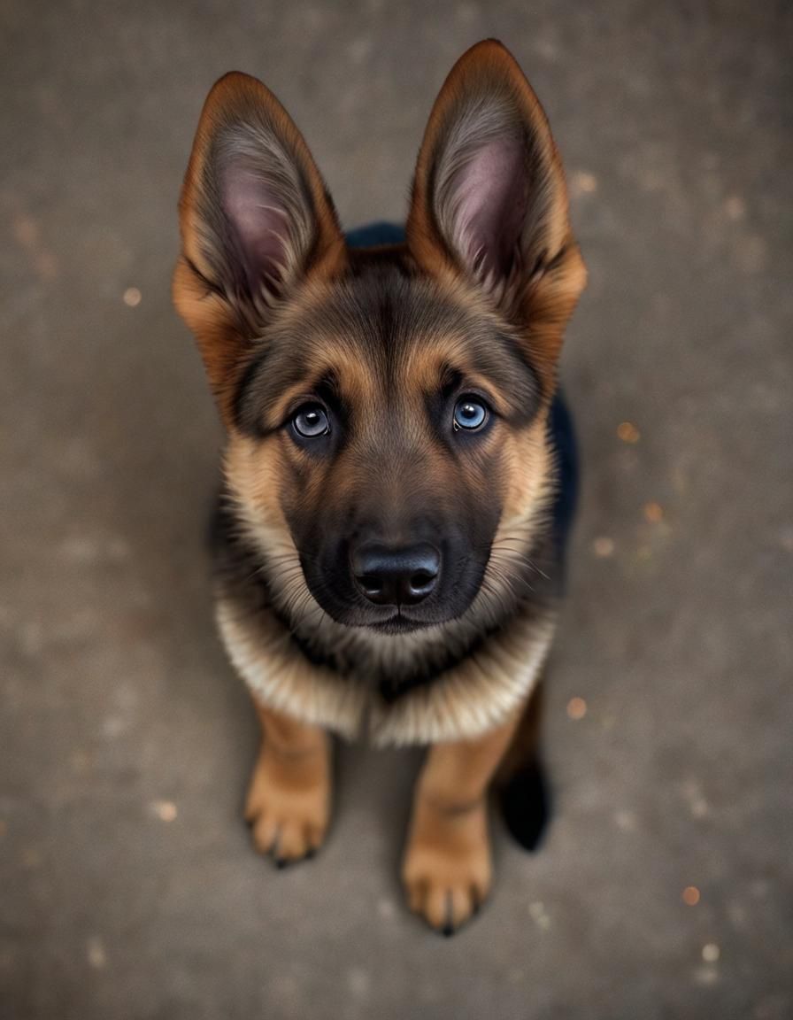 German Shepherd Puppy: Close-up Photorealistic Portrait