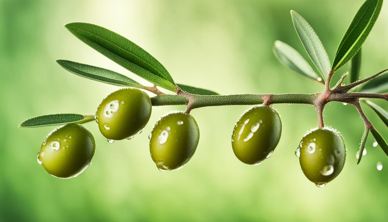 Olive Branch with Water Droplets: Natural Photography