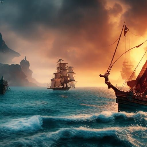 Dark Fantasy Pirates in 80s Style